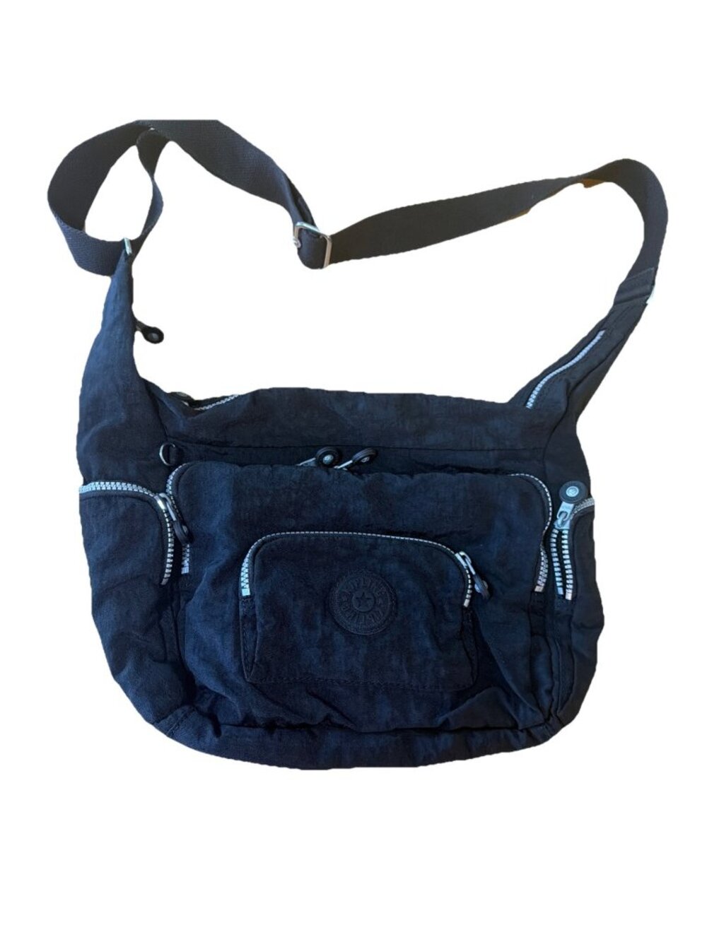 Kipling Black Europa Black Crossbody Bag Large 5 Pockets Nylon Adjustable Strap